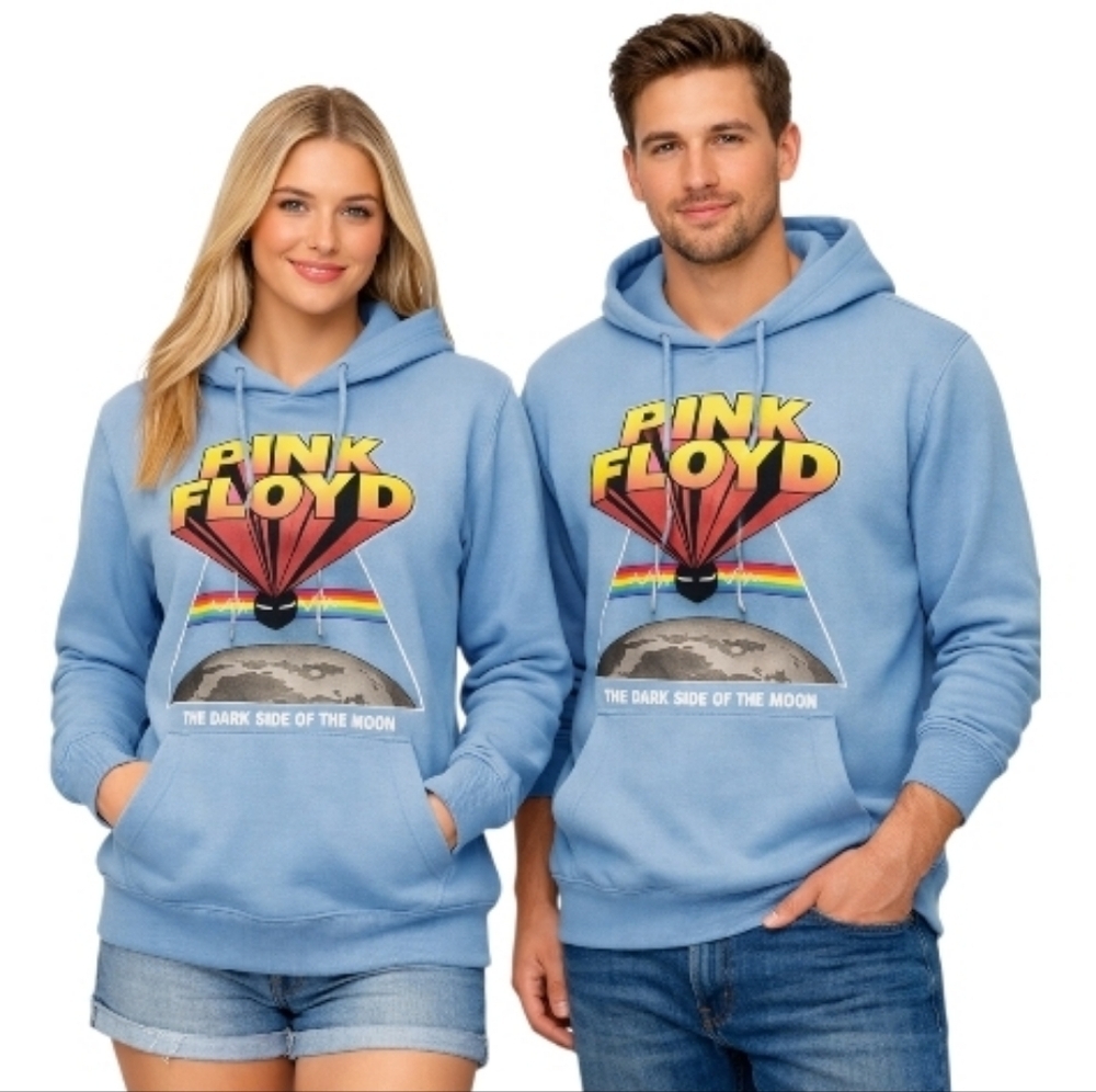 Pink Floyd Light Blue hoodie hooded sweatshirt Dark Side of the Moon Graphic S